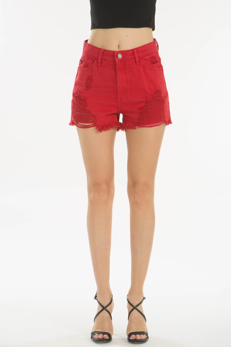 High Rise Red Shorts