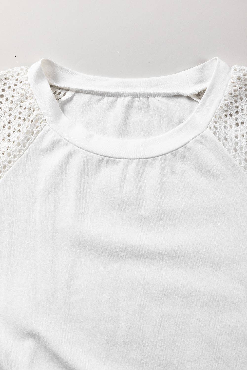 Lace Sleeve Crew Neck Tee