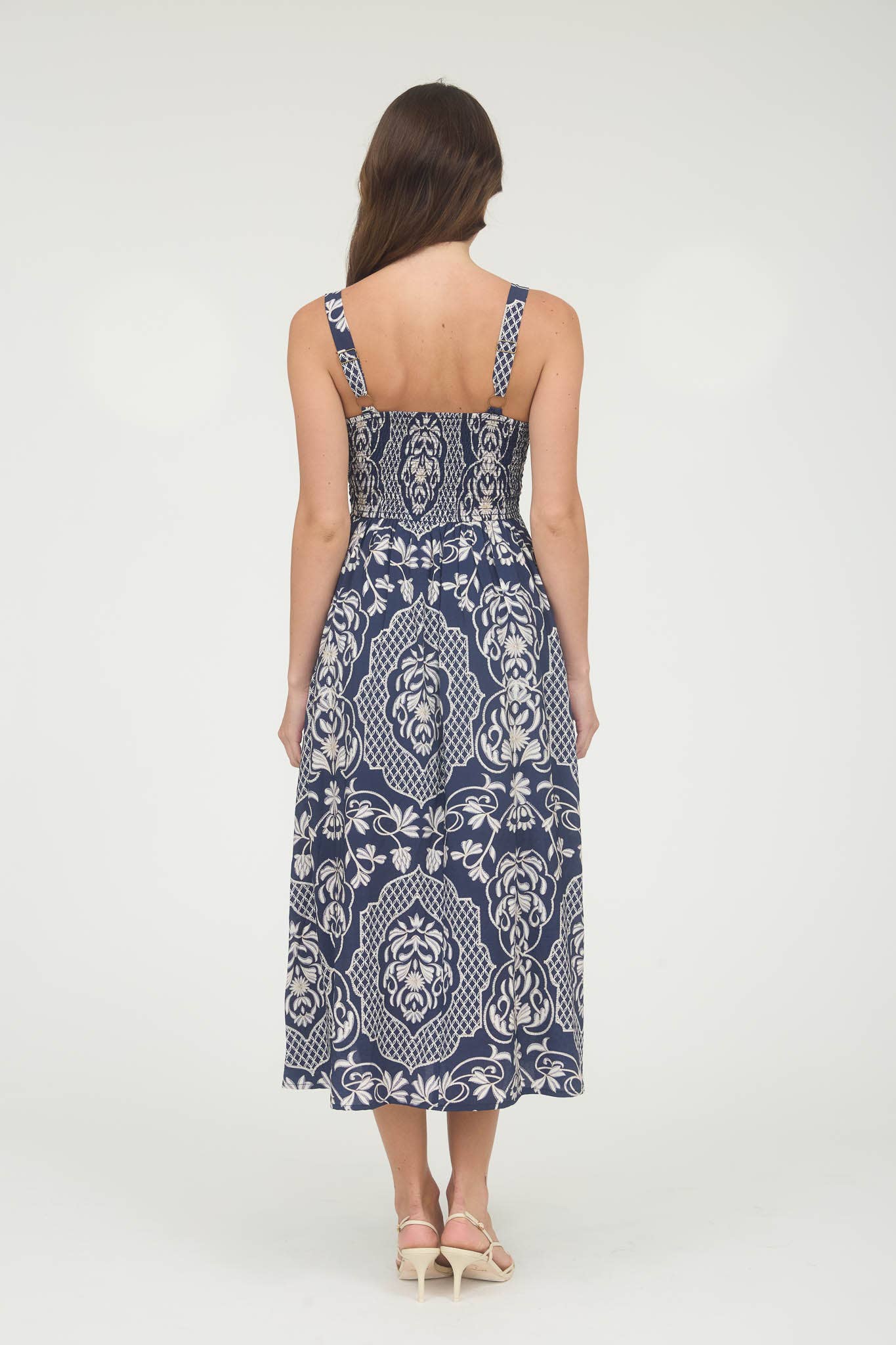 DAMASK SLEEVELESS MIDI DRESS
