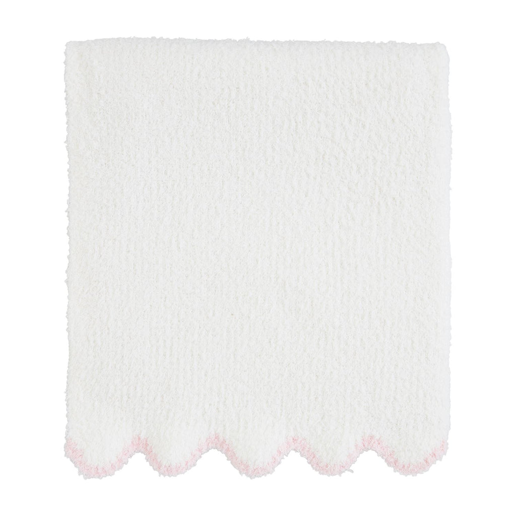Pink Scalloped Chenille Blanket