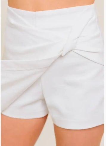 White Woven Skort
