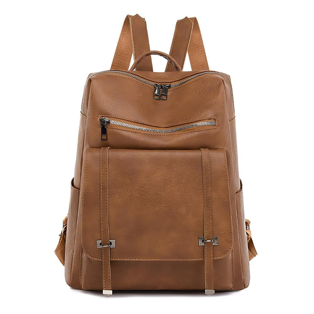 Vegan Leather Backpack with front zipper