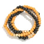 Wood Beaded Stretch Bracelet Set
