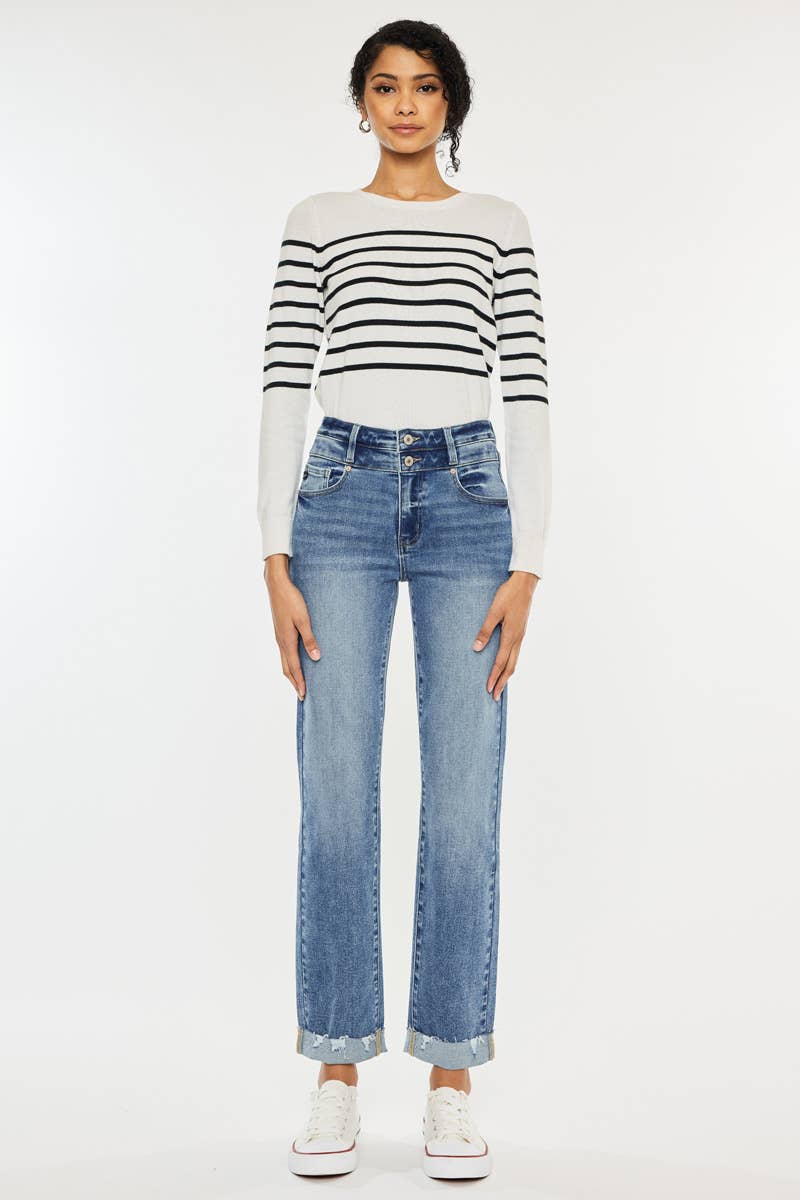 HIGH RISE SLIM STRAIGHT JEANS