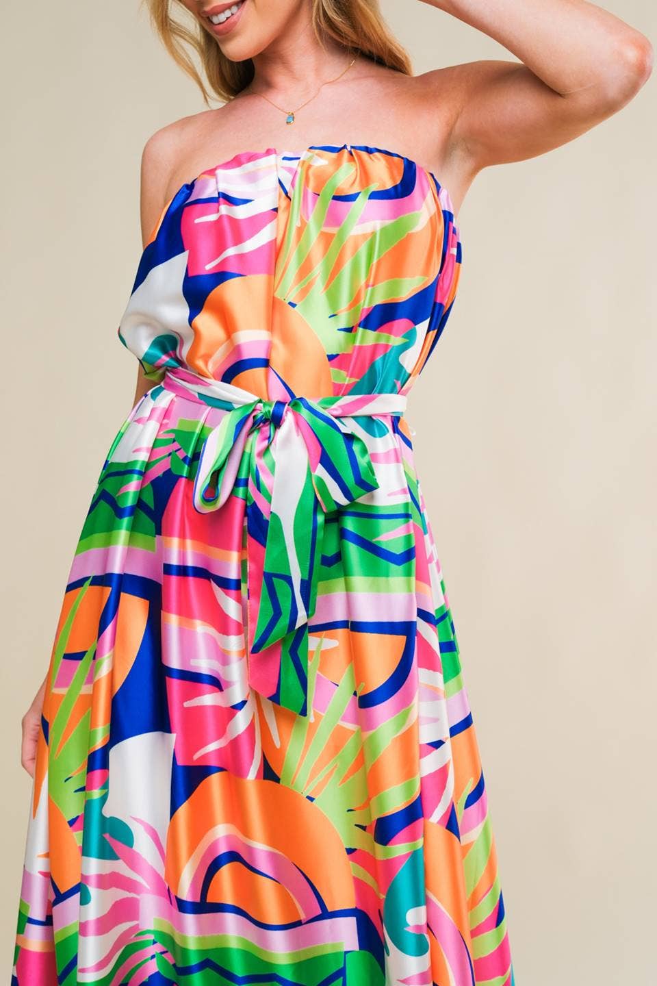 Strapless Printed Dress