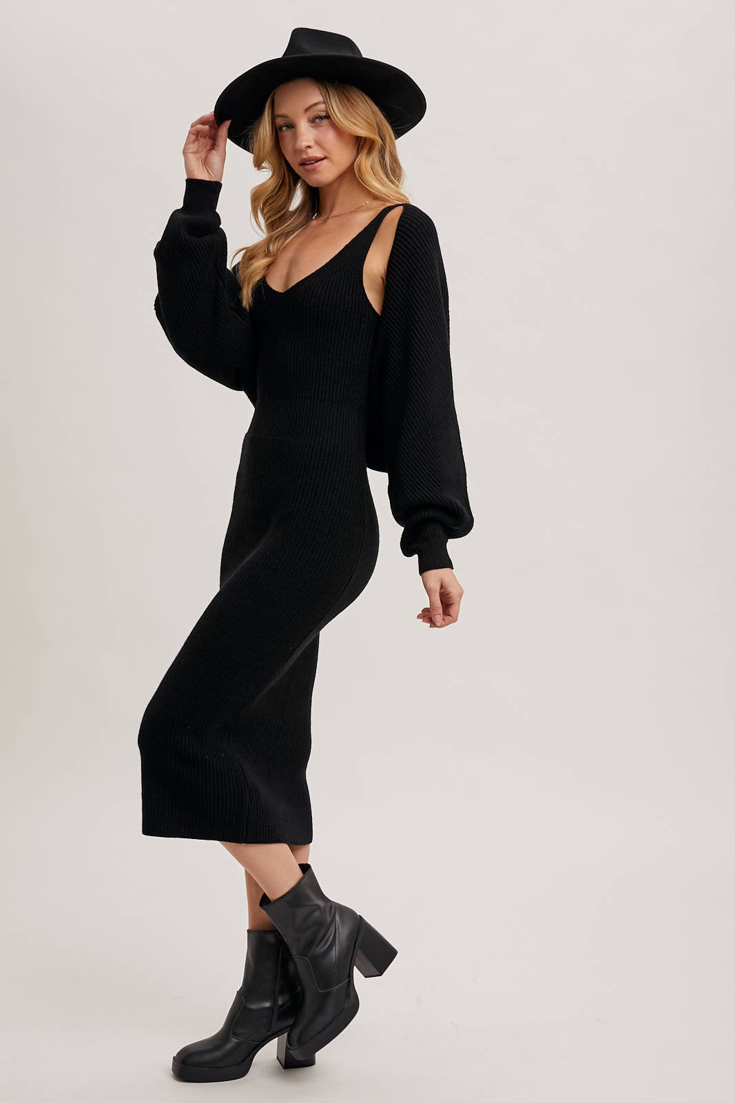MIDI DRESS AND SHRUG SET