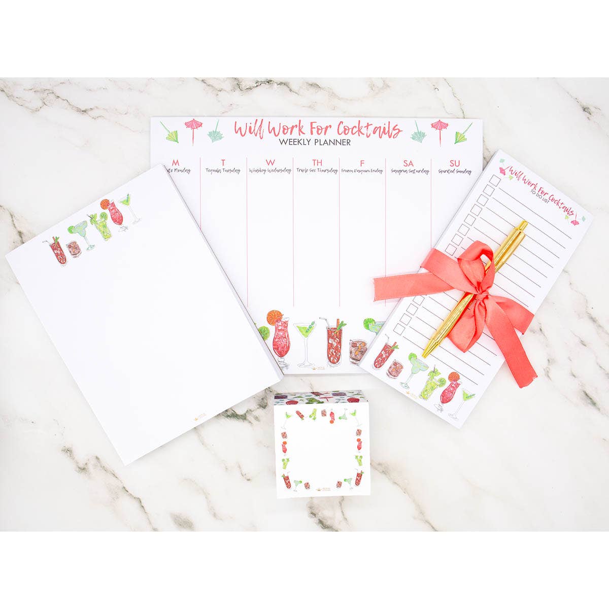 Cocktails Note Cube White/Multi 3x3