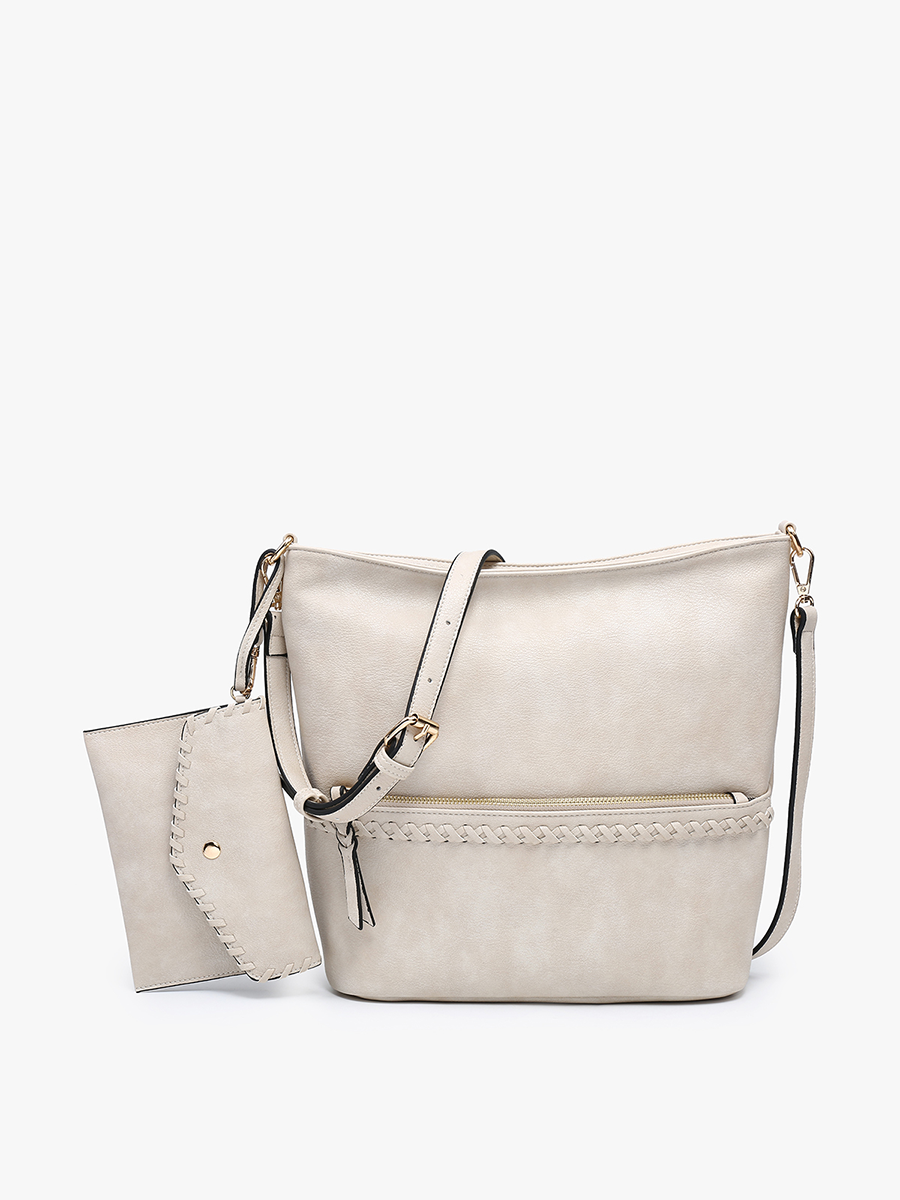 Cynthia Distressed Whipstitch Hobo w/ Wristlet