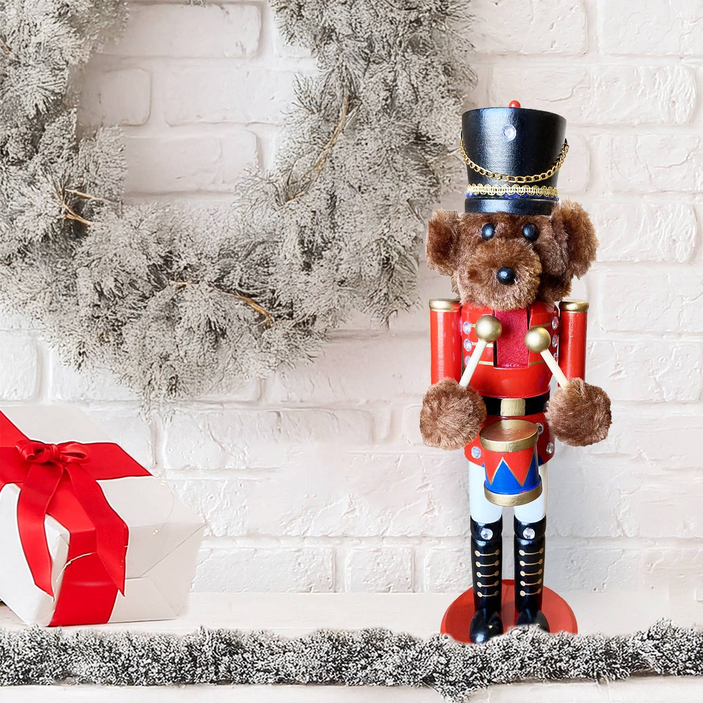 14" Teddy Bear Drummer Nutcracker