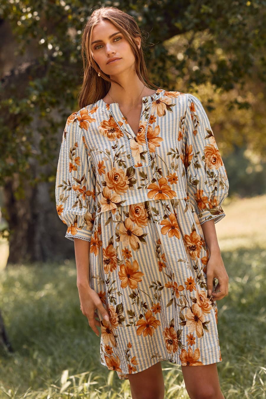 Striped Floral Dress