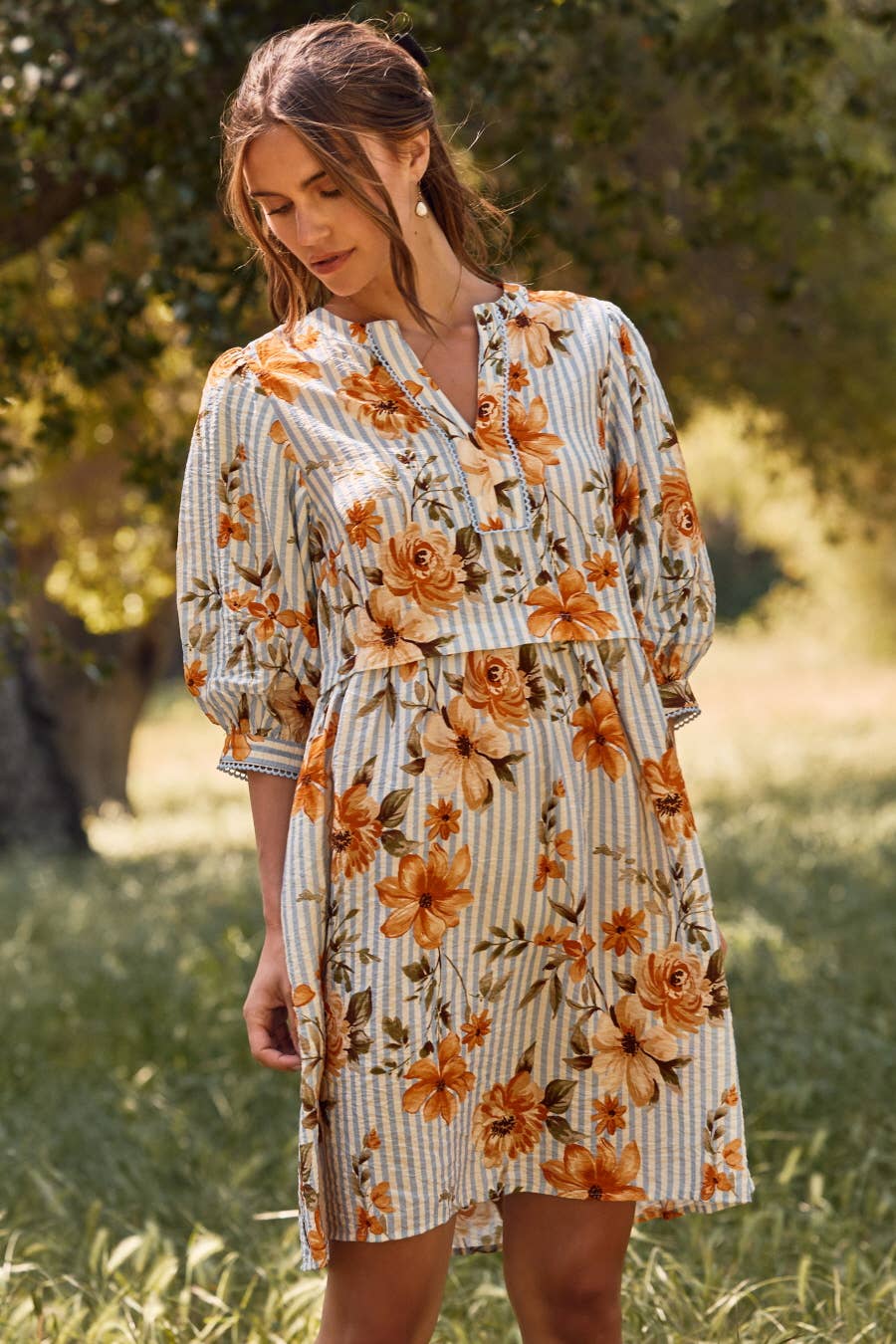 Striped Floral Dress
