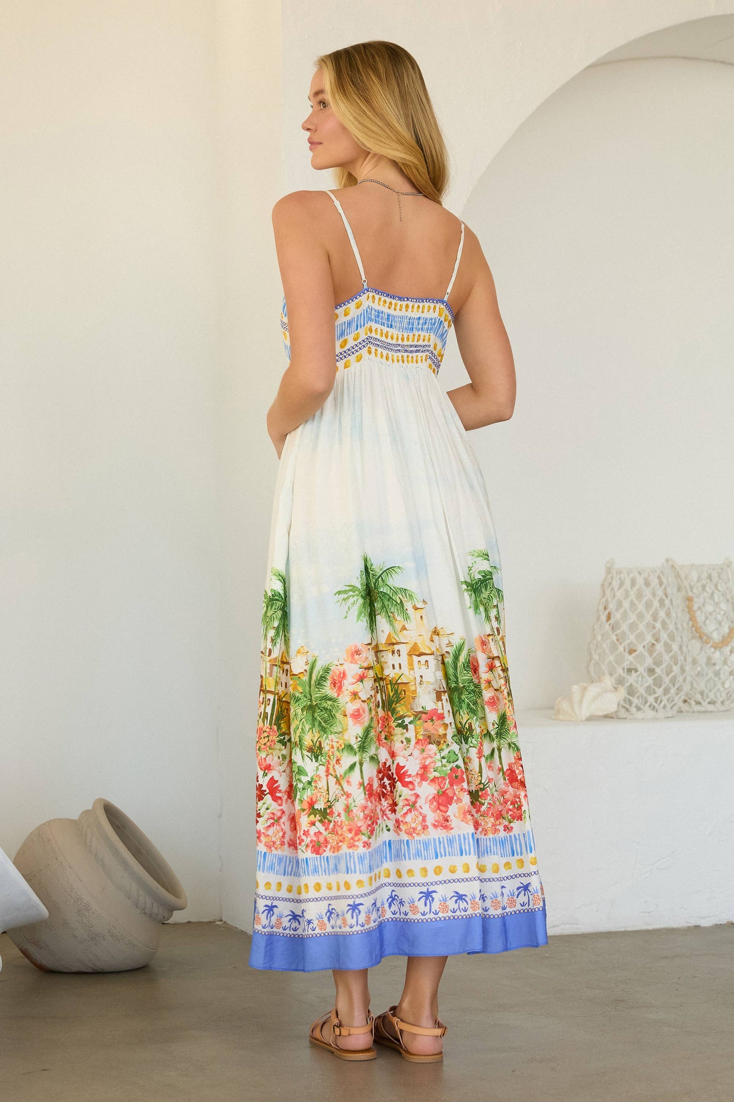 Tropical Print Midi Dress
