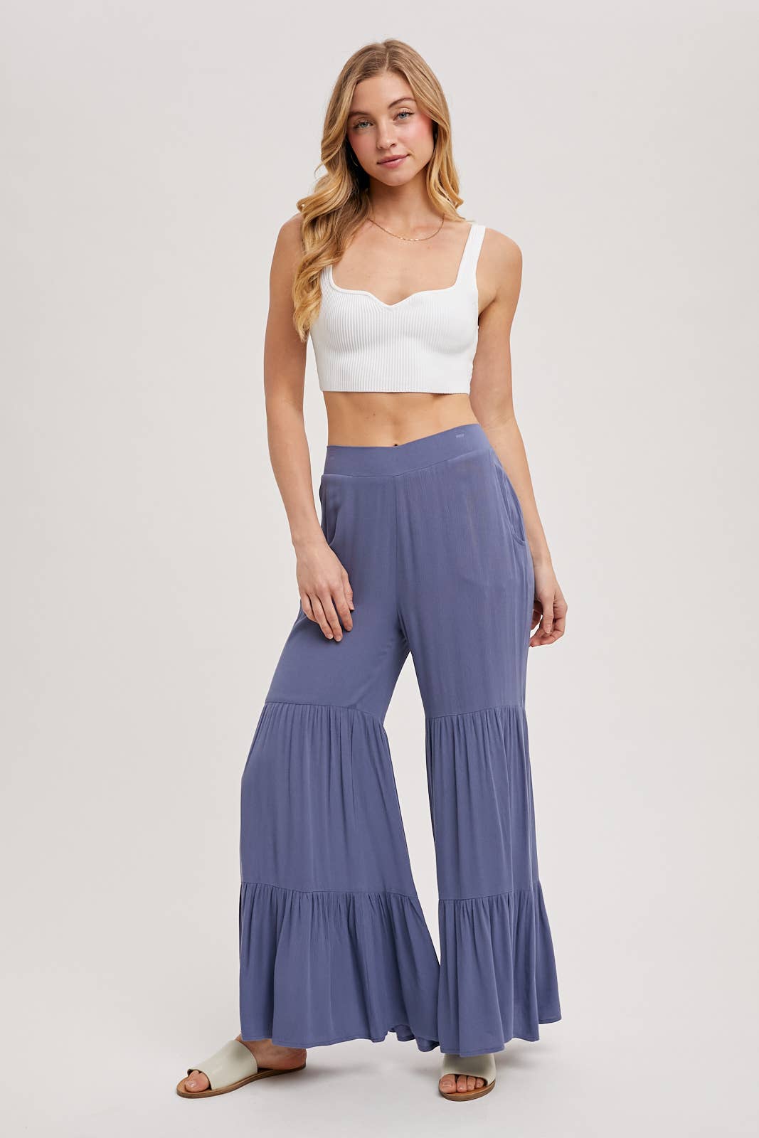 TIERED WIDE LEG PANTS