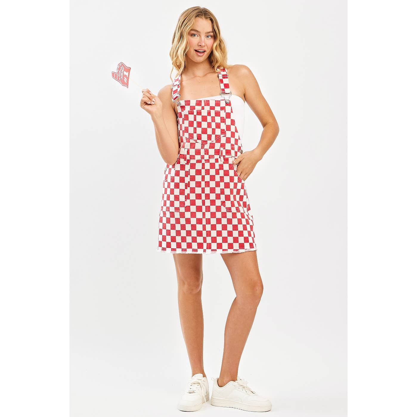 CHECKERED OVERALL DRESS