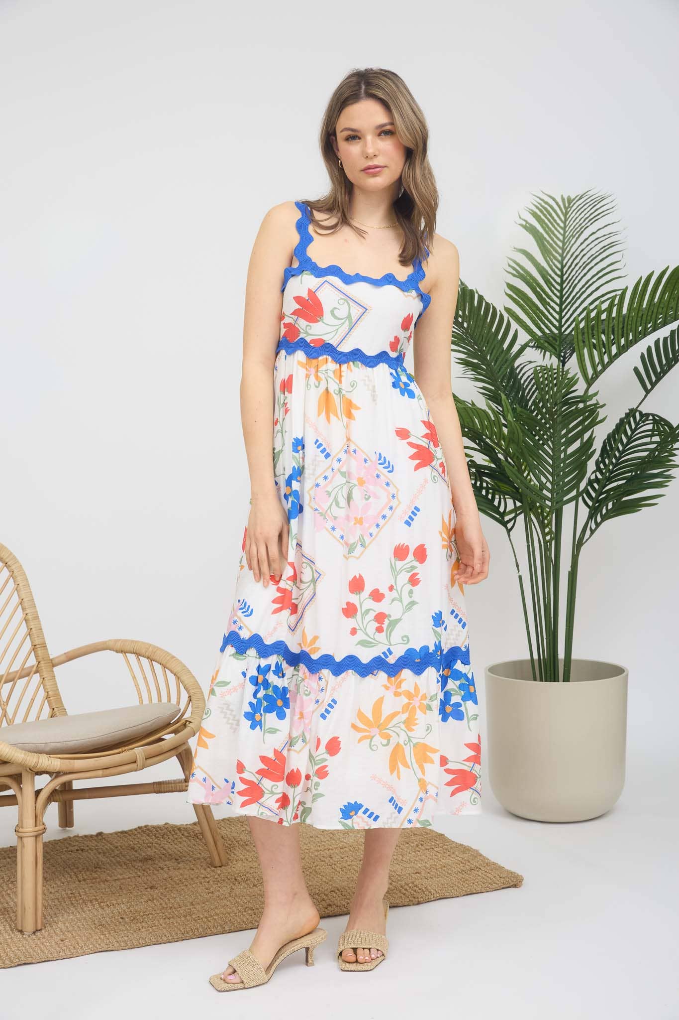 RIC RAC TRIMMED MIDI DRESS