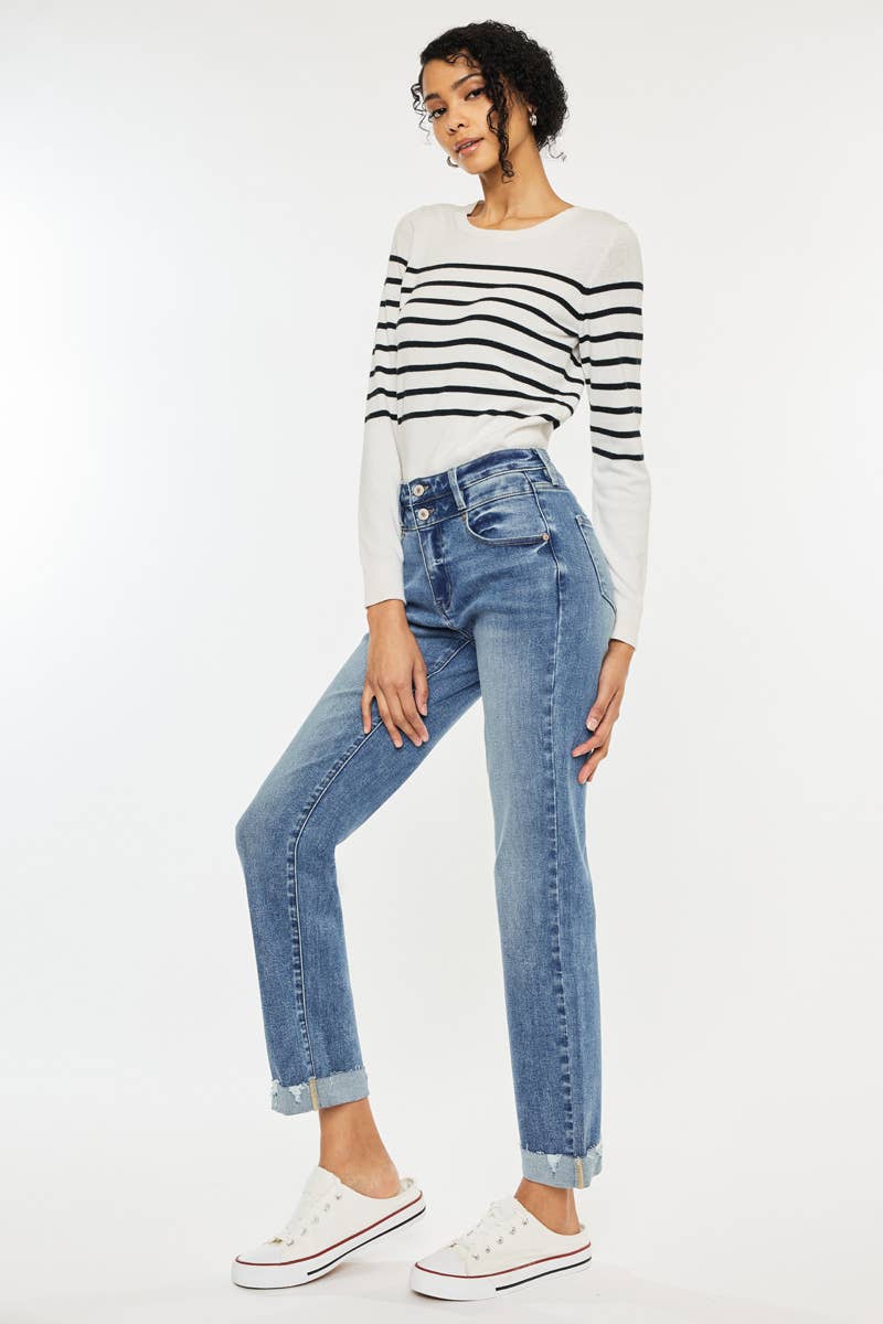 HIGH RISE SLIM STRAIGHT JEANS