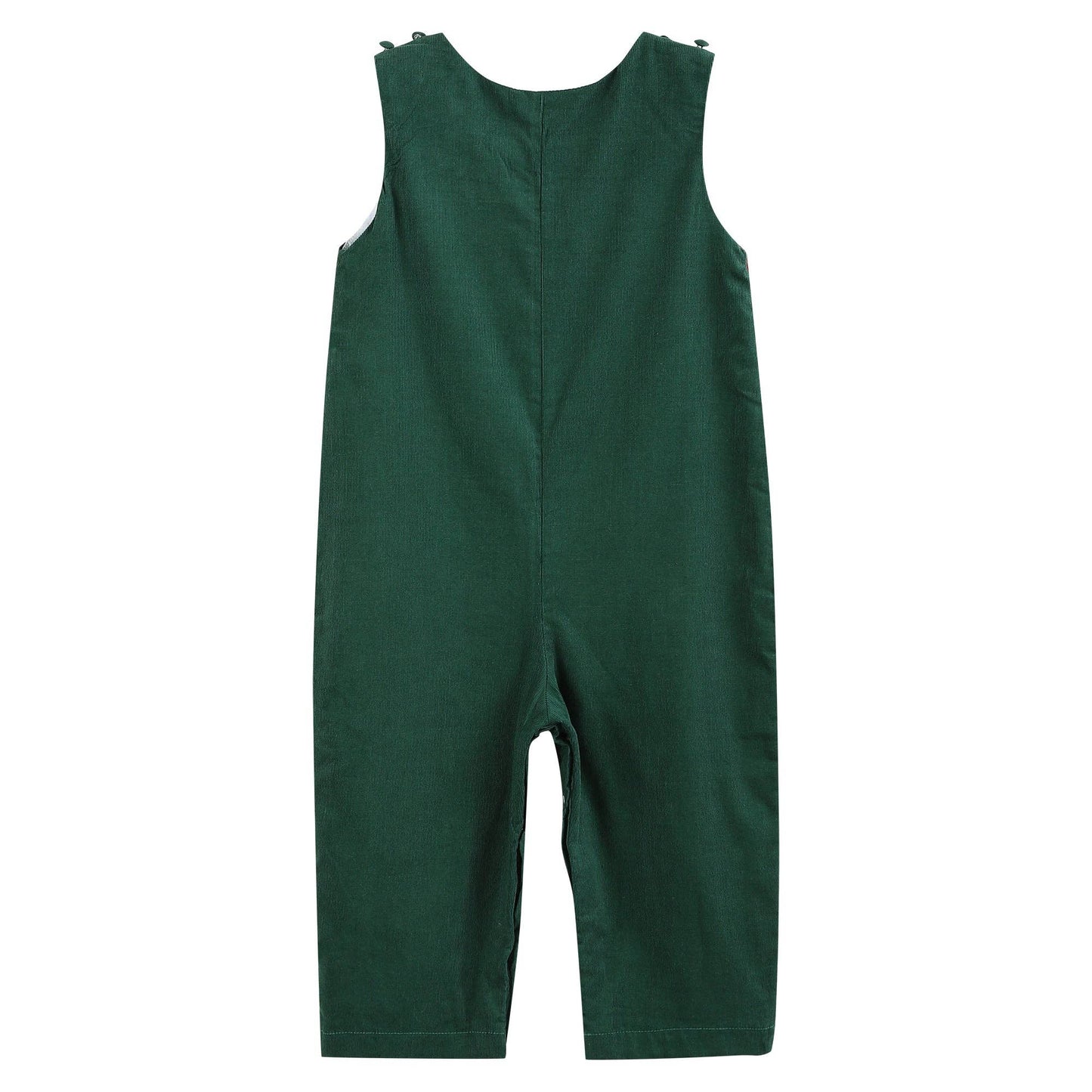 Green Corduroy Smocked Overalls