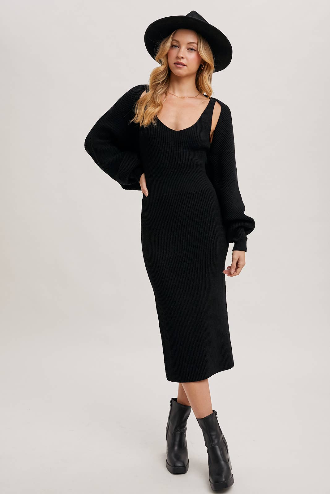 MIDI DRESS AND SHRUG SET