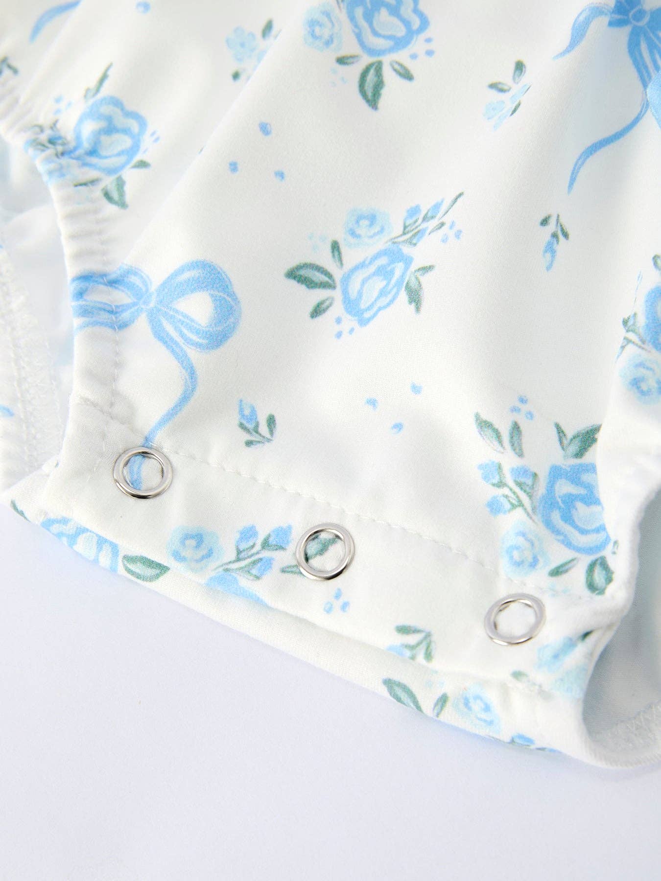 Blue Floral Romper w/Bows