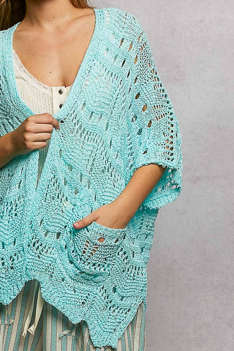Aqua Crochet Cardigan