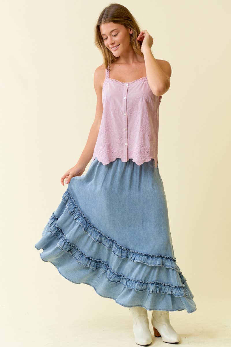 LILAC BUTTON DOWN TANK