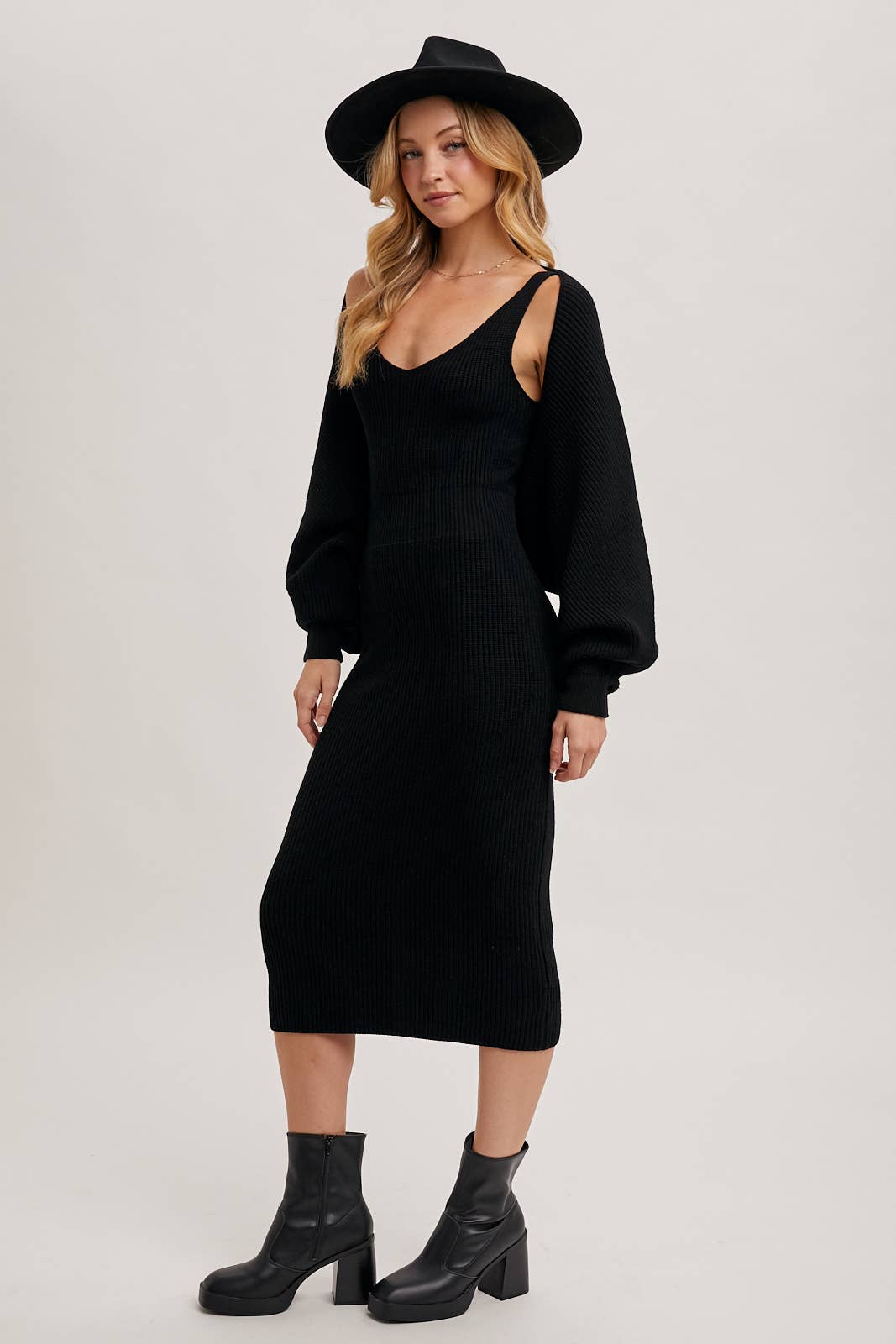 MIDI DRESS AND SHRUG SET