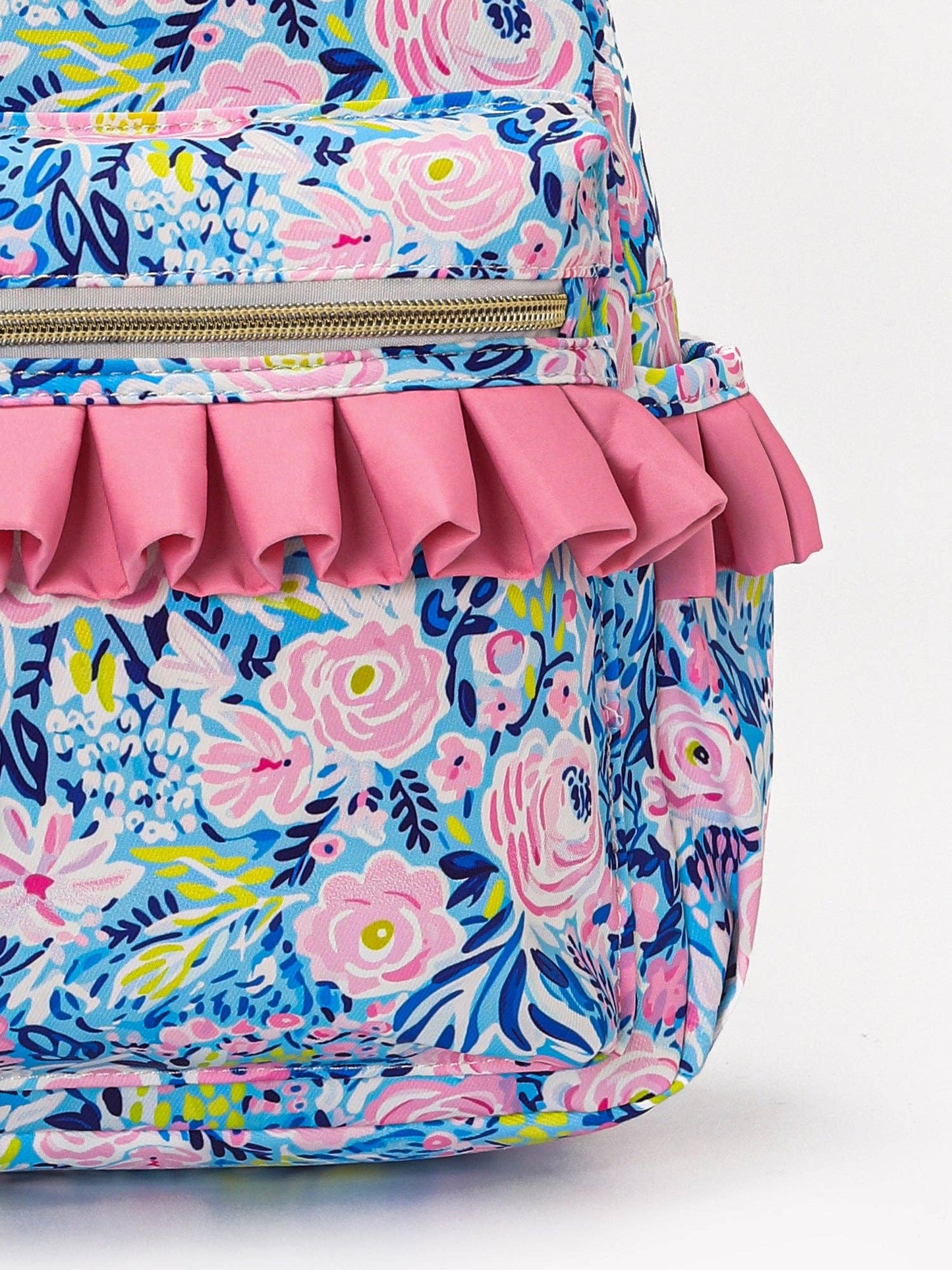 Blue Flower Ruffle Backpack
