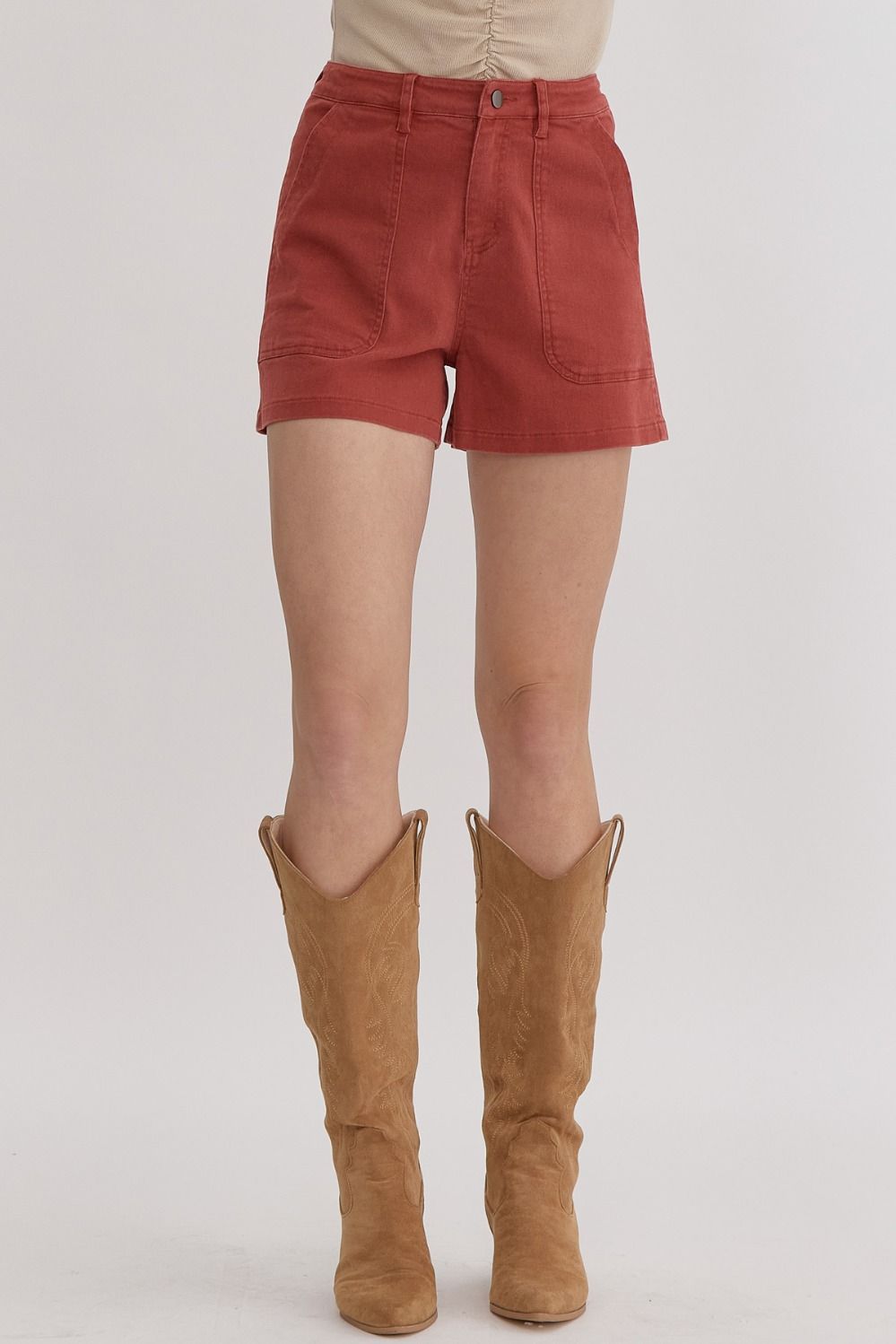Rust High Waist Shorts