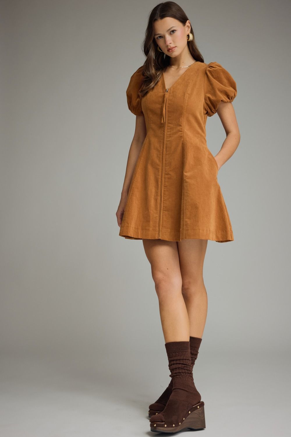 Puff Sleeve Zip Dress