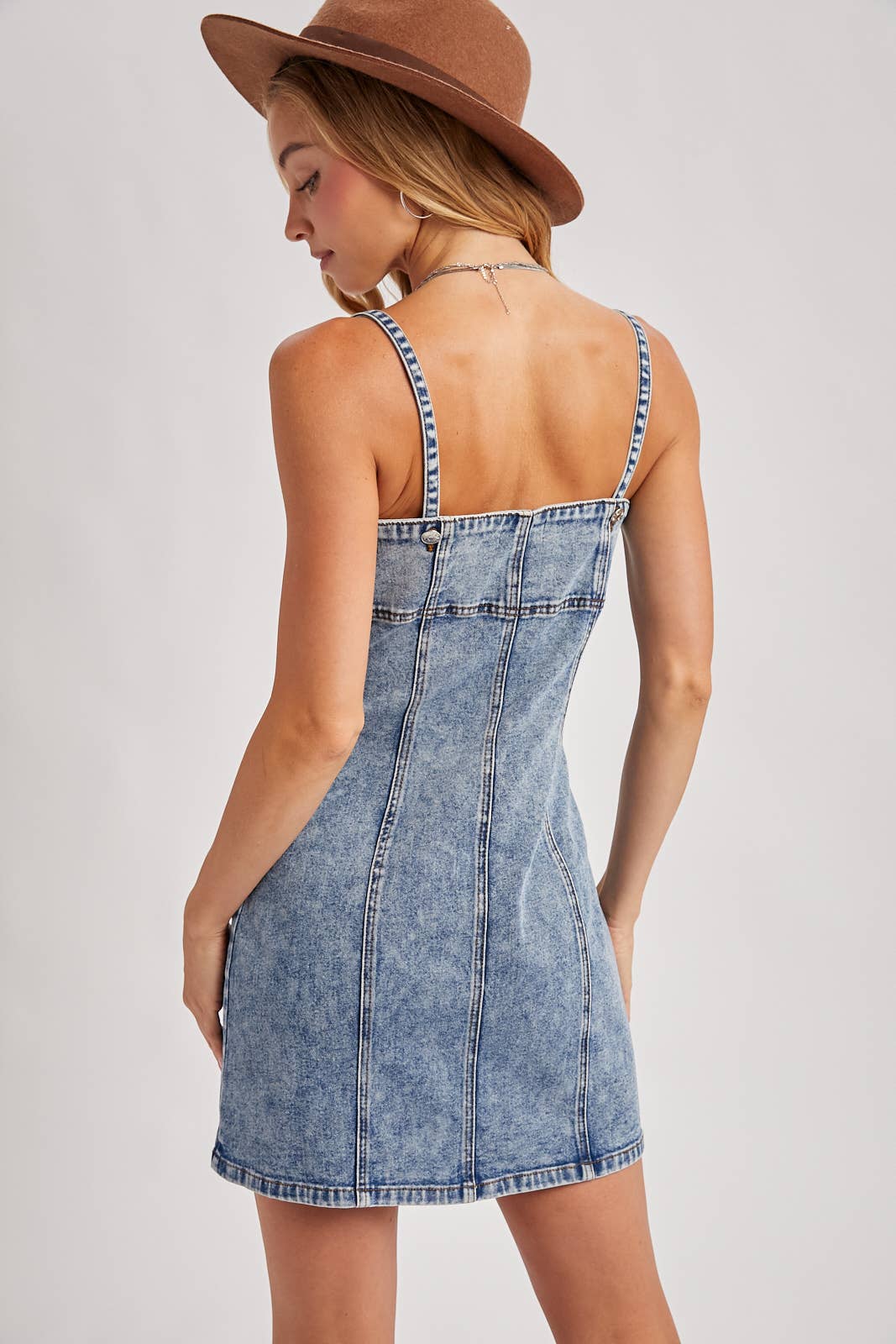 DENIM BUTTON DOWN MINI DRESS