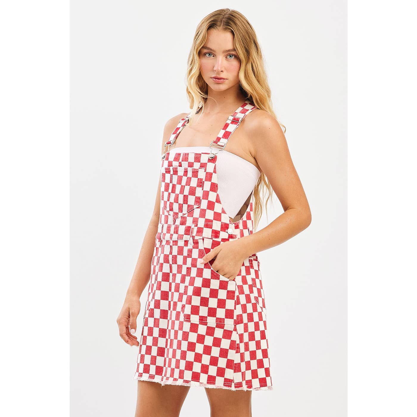 CHECKERED OVERALL DRESS