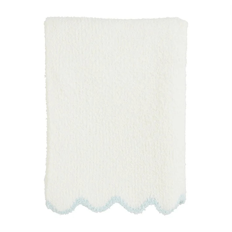 Blue Scalloped Chenille Blanket
