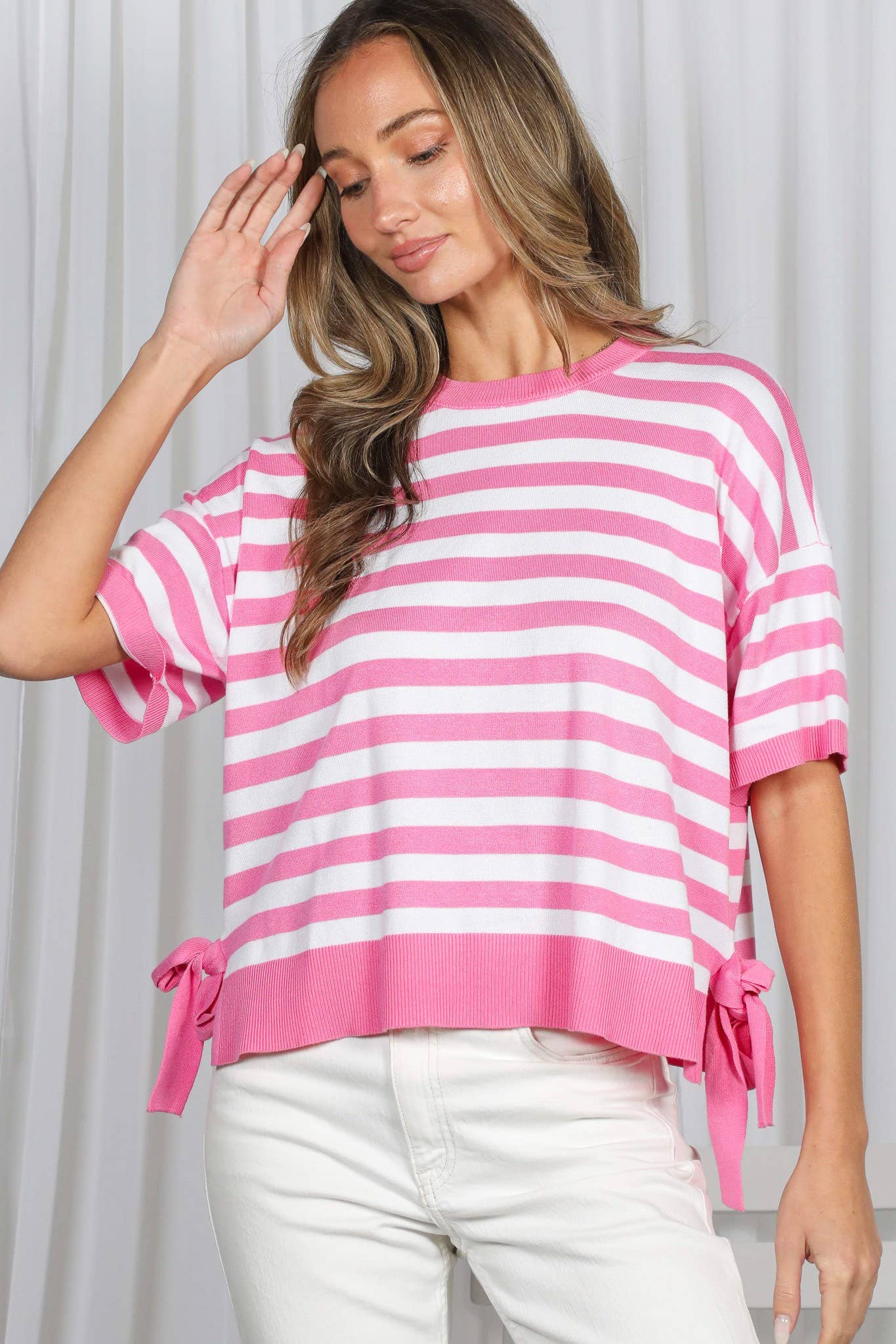 Striped Side Bow Sweater