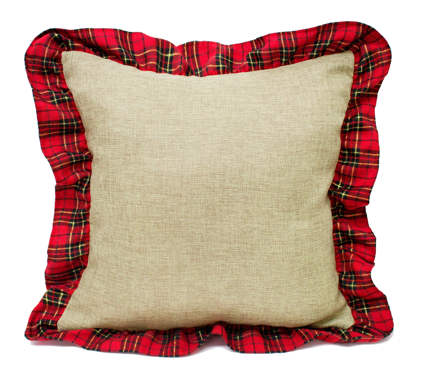 Tartan Ruffle Pillow Cover