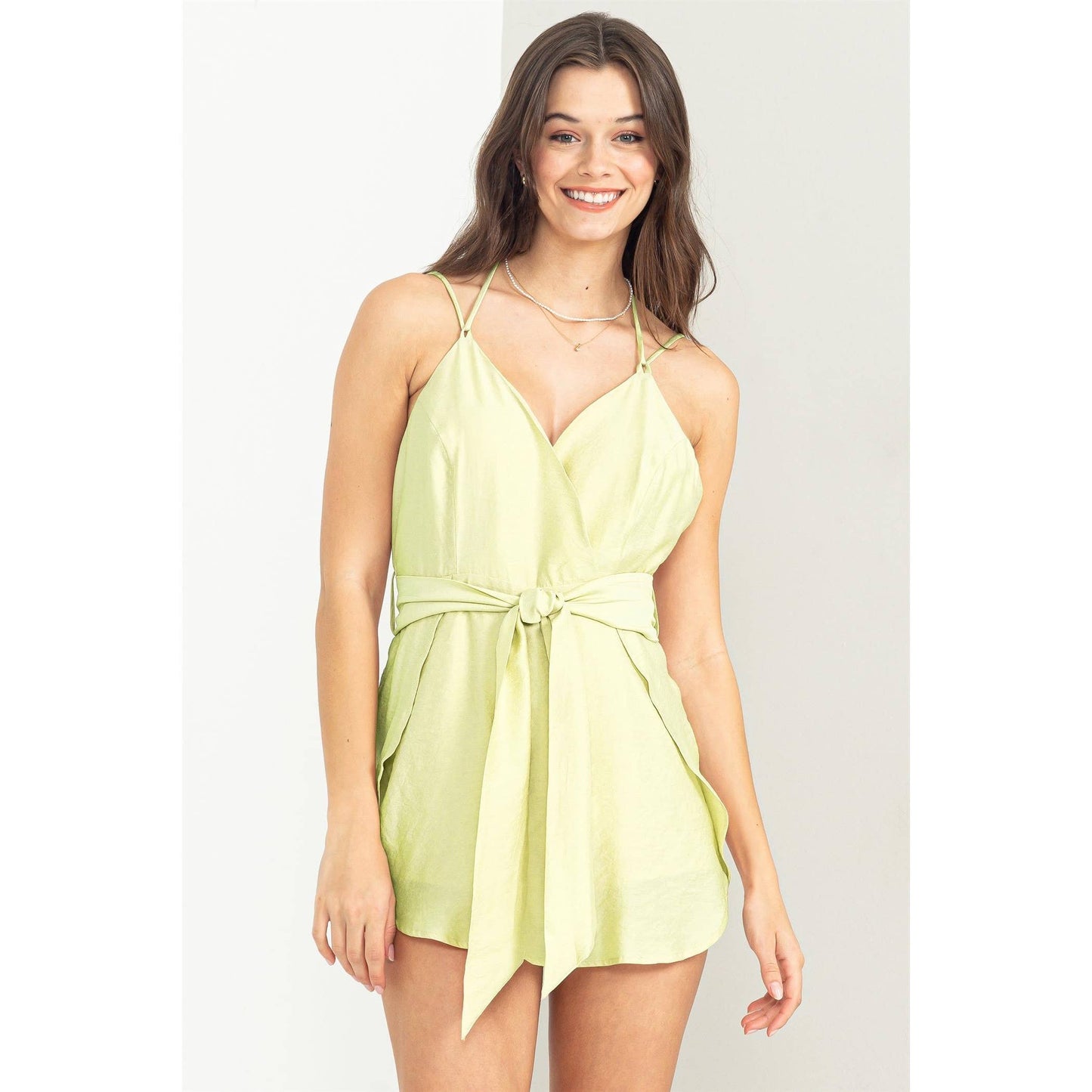 HF23F369-TIE-FRONT HALTER ROMPER