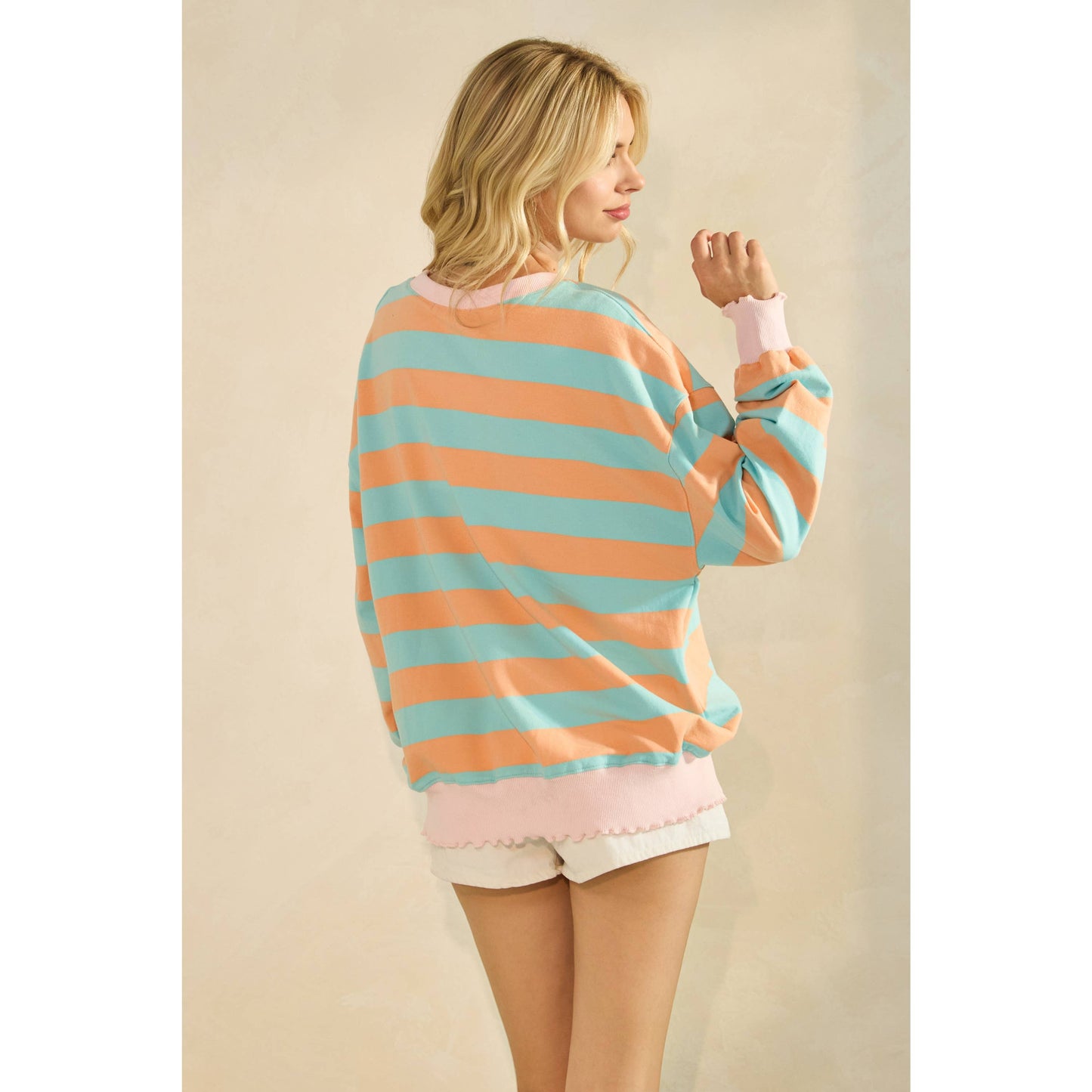 Striped Knit Long Sleeve Top