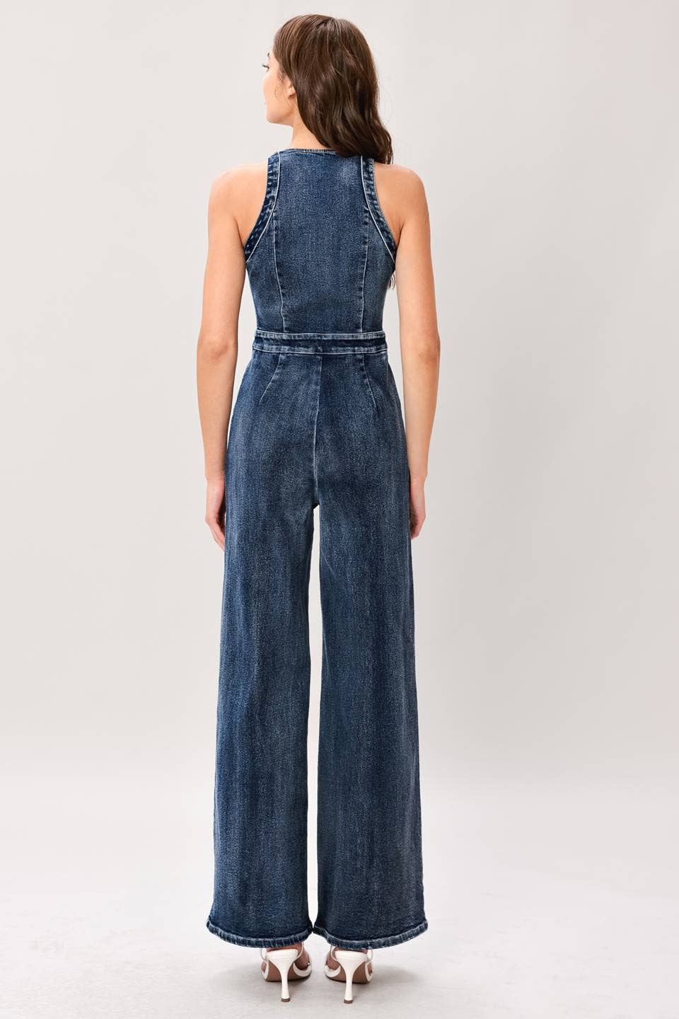 V-Neck Denim Jumpsuit