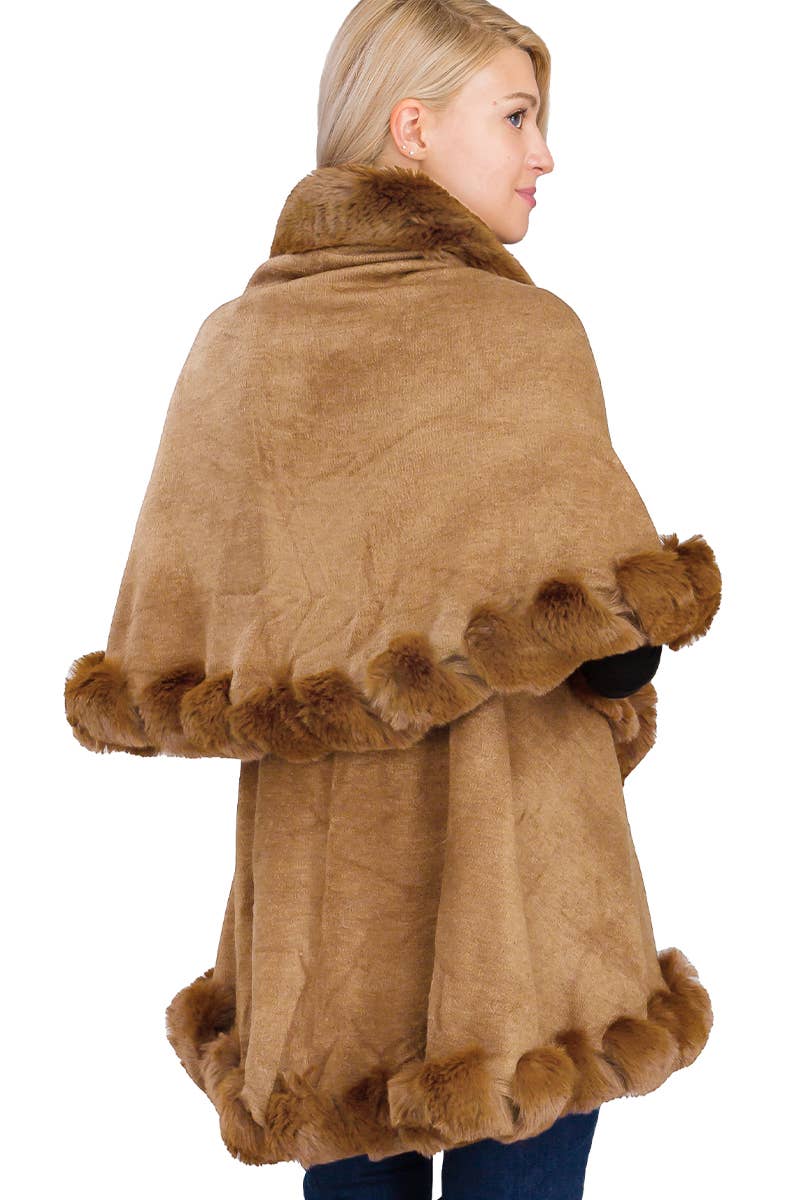 Bubble Fur Cape Poncho