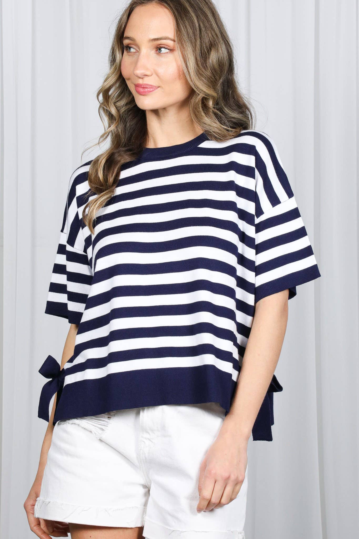 Striped Side Bow Sweater