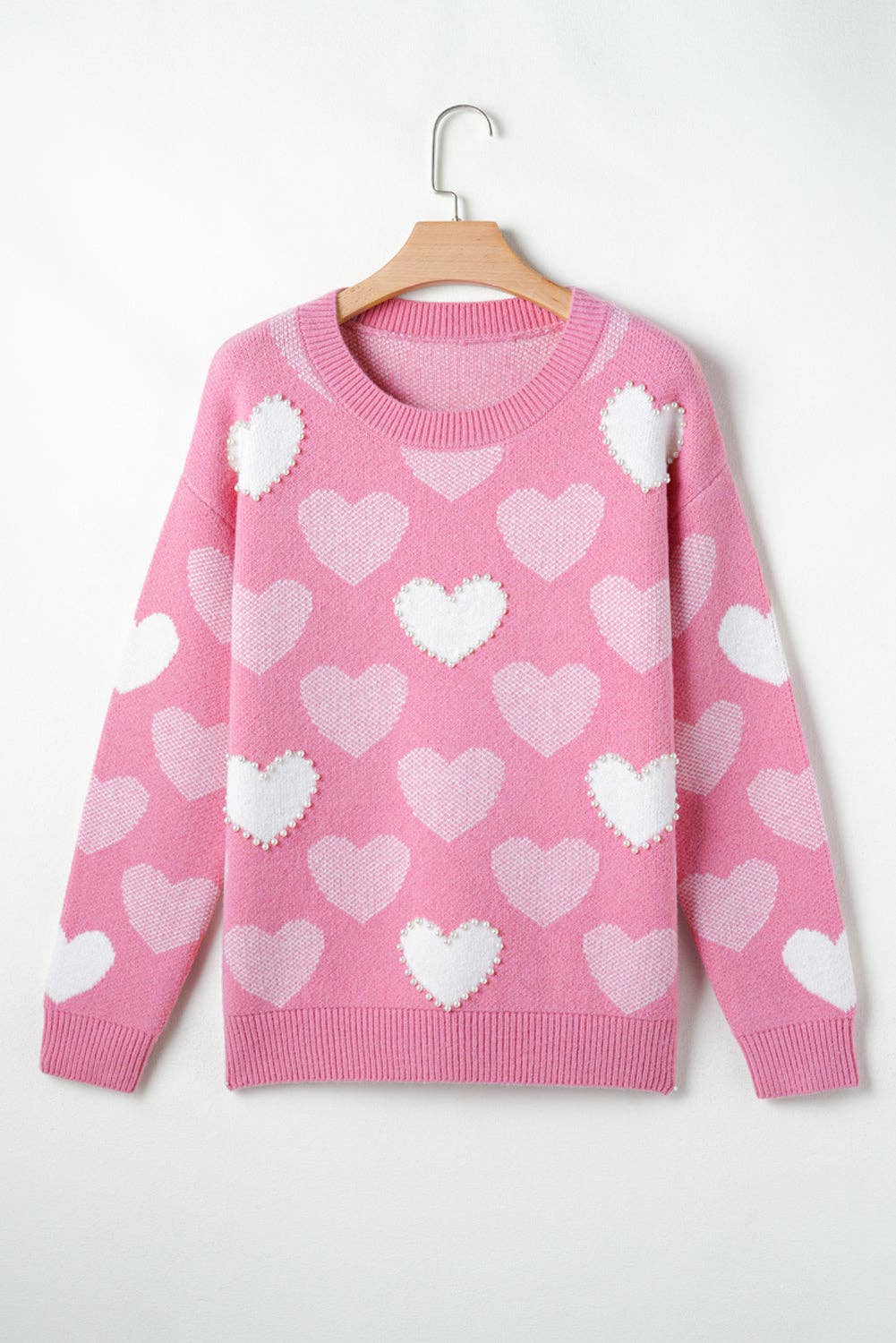 Heart Pearl Beaded Sweater