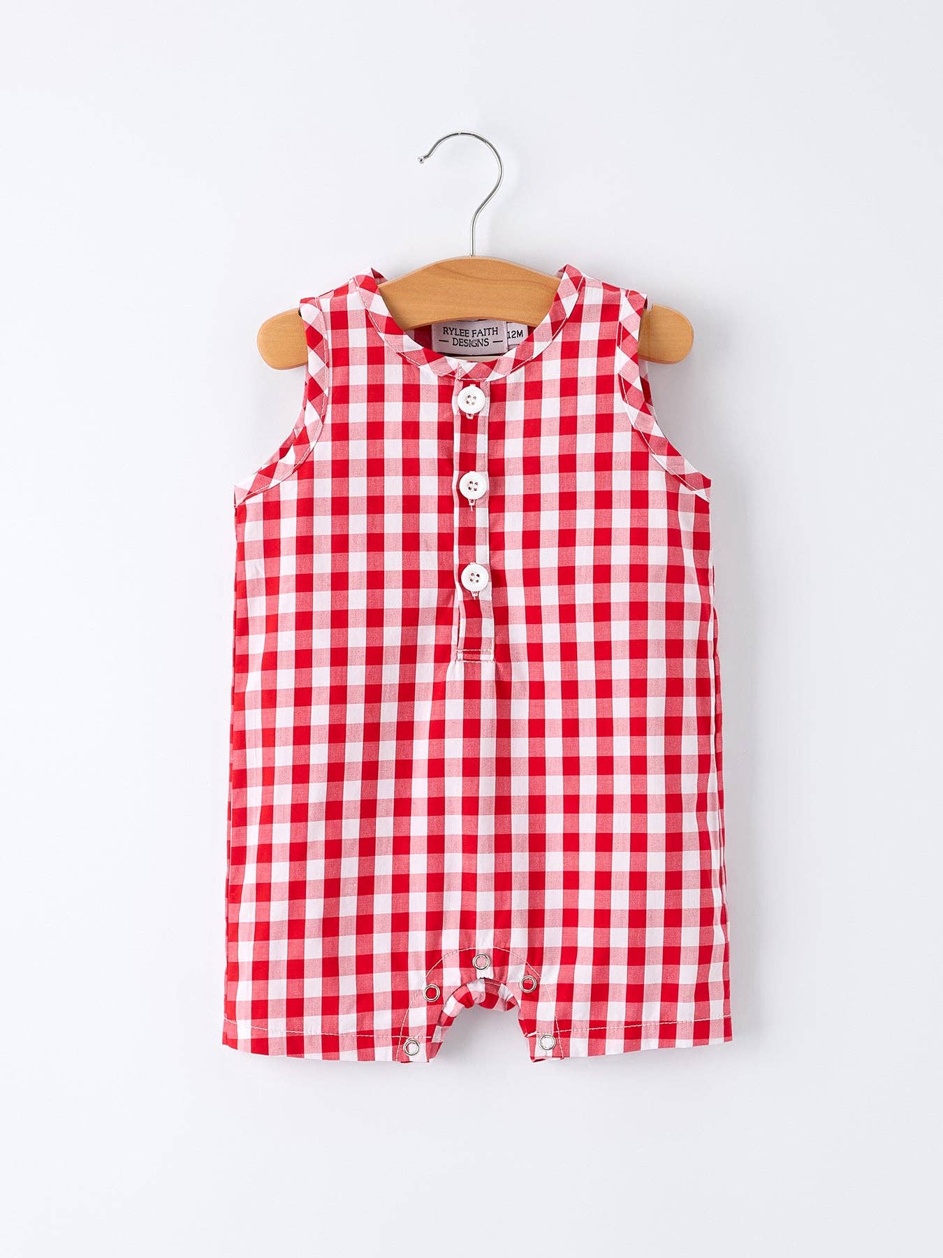 Red Checkered Boys Romper