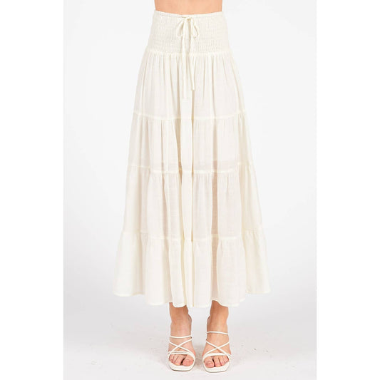 SMOCKED TIERED SKIRT