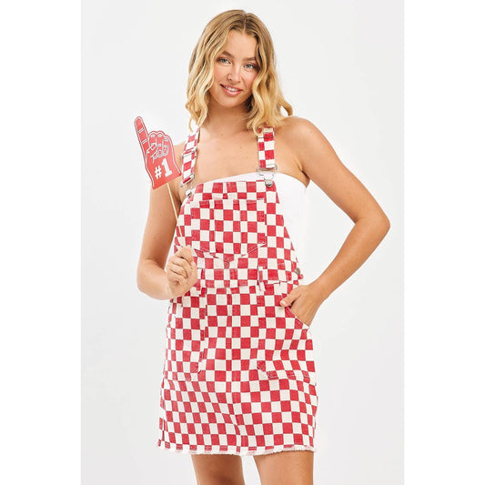 CHECKERED OVERALL DRESS