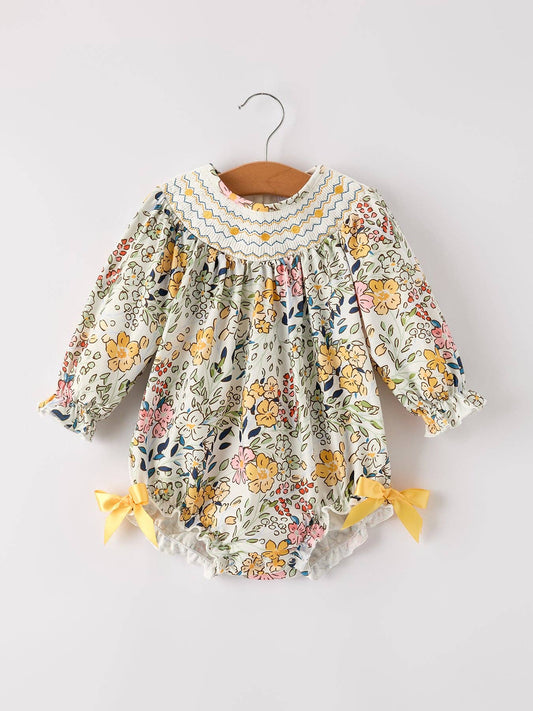 Fall Smocked Floral Bubble