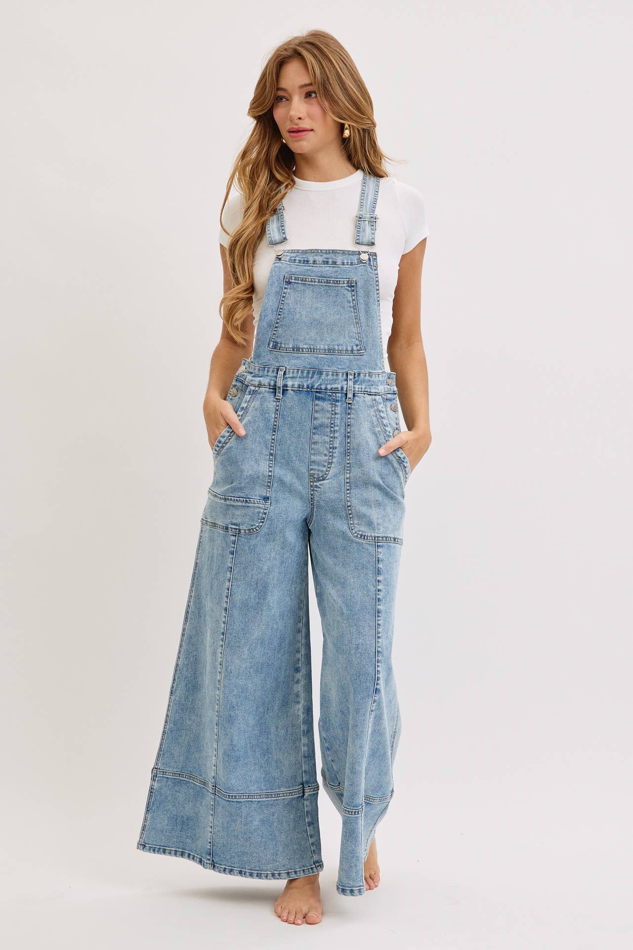 WIDE-LEG DENIM OVERALLS