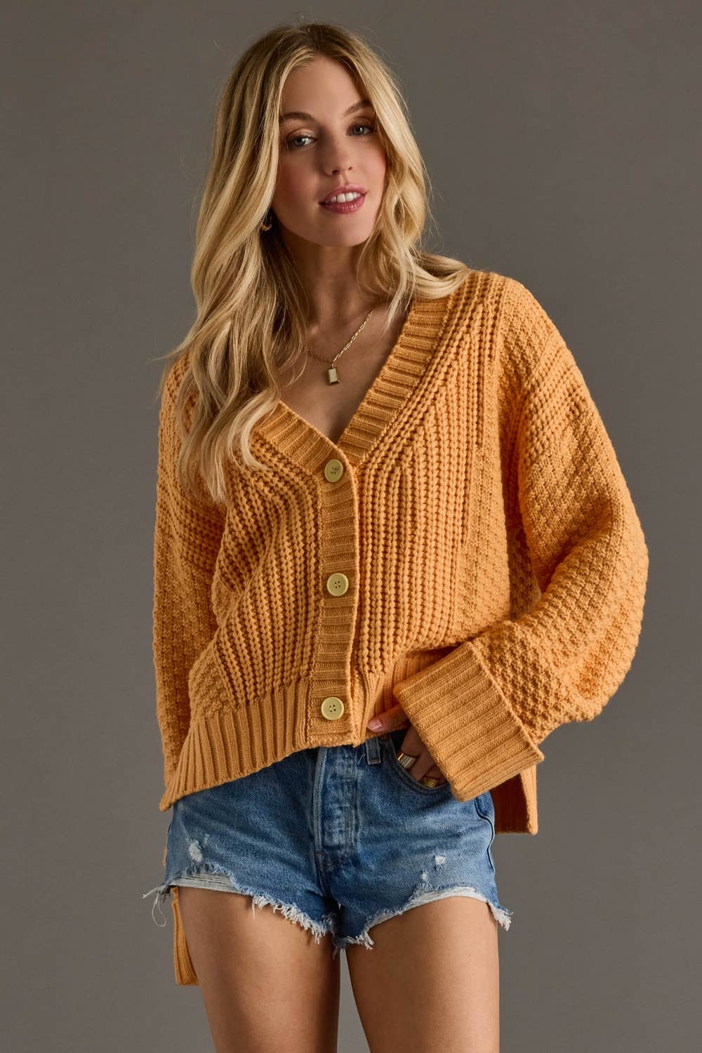 Orange Button Up Cardigan