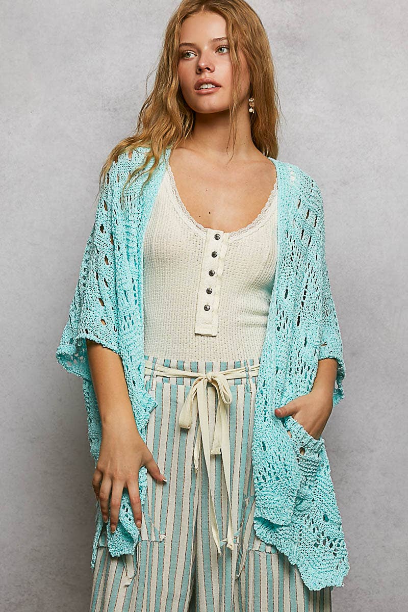 Aqua Crochet Cardigan