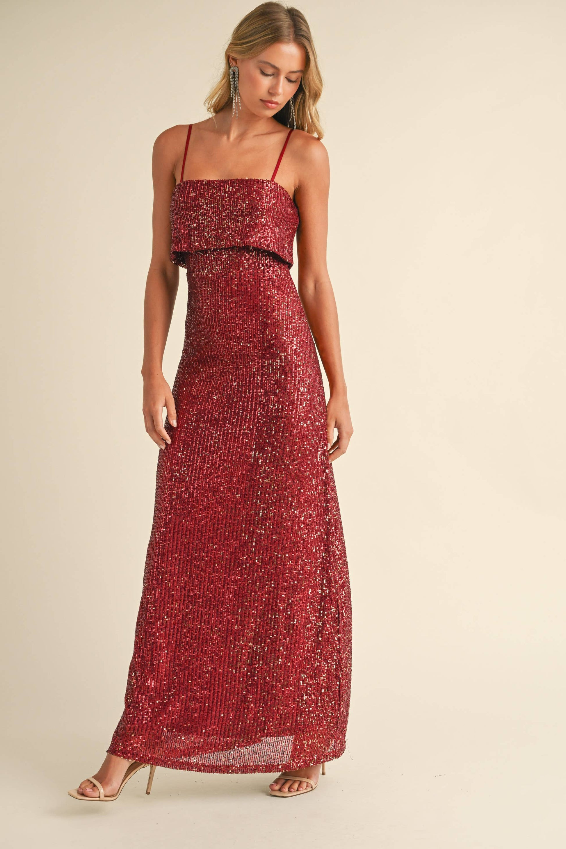 red and white sequin dress Red Sequins Mermaid Prom Dress White Beaded