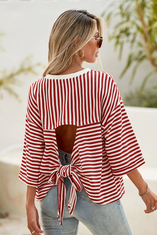 Tie Back Striped Top