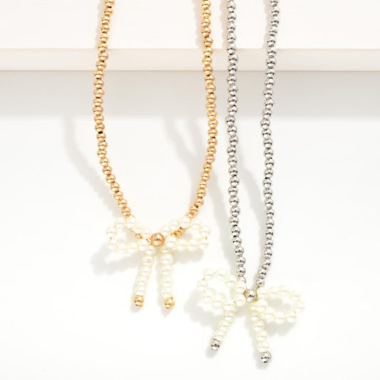 Pearl Bow Necklace